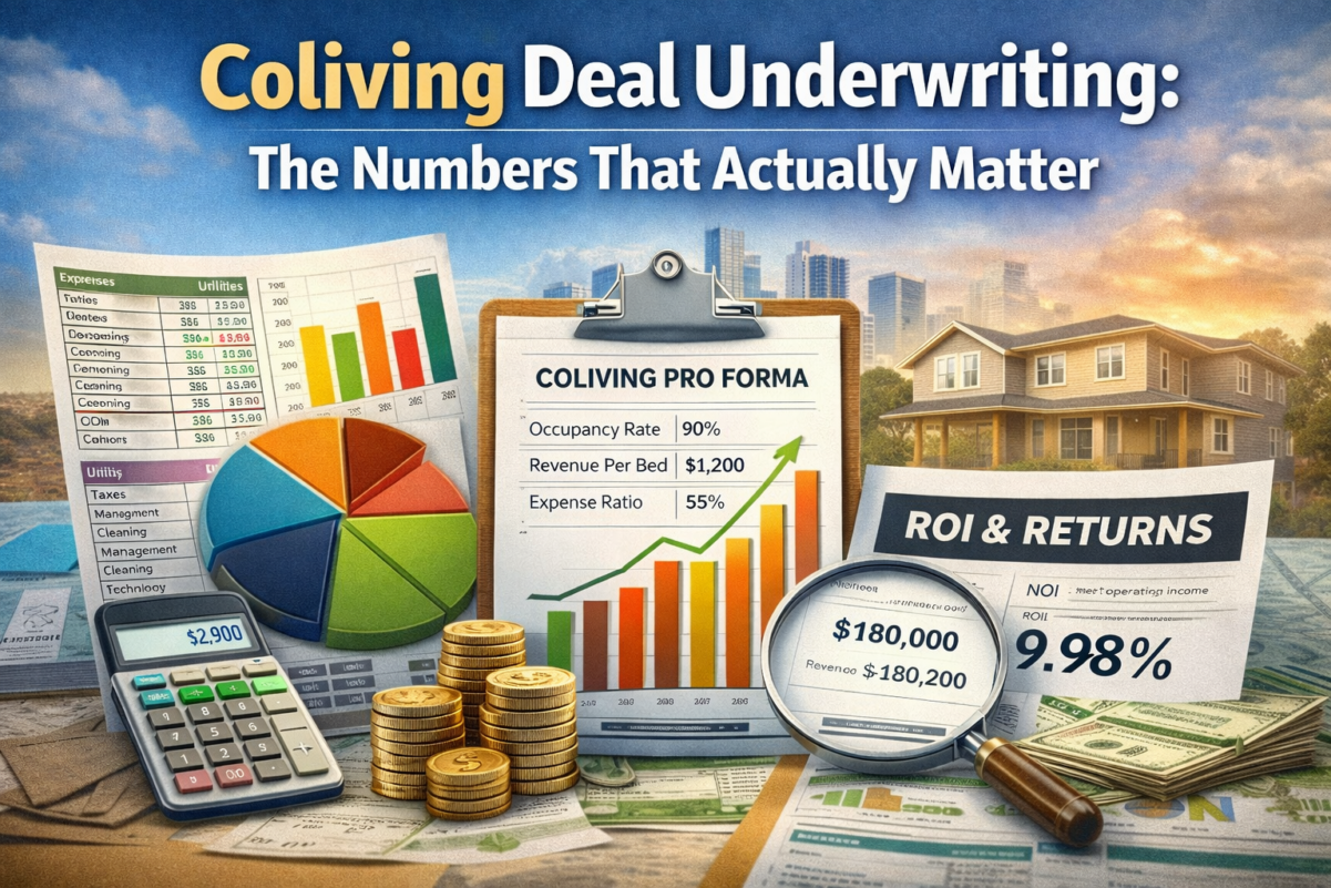 coliving investment pro forma showing occupancy rates, costs, and return metrics